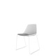 Polypropylene Shell Chair With Upholstered Seat Pad and White Steel Skid Frame